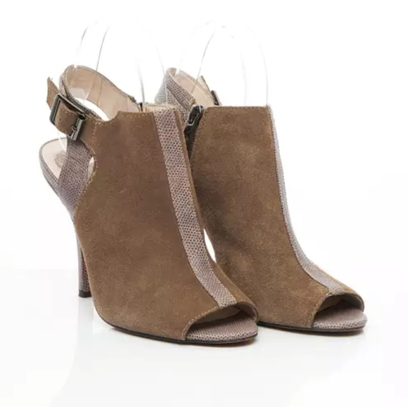 Vince Camuto Shoes - VINCE CAMUTO | Suede open toe heels taupe gray brown sz 10B